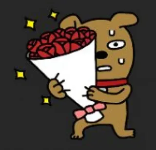 😮‍💨 chien, fleurs, roses, bouquet, dessin animé whatsapp sticker