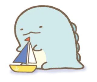 ⛵️ ไดโนเสาร์, เรือ, ใบเรือ, น่ารัก, การ์ตูน, สัตว์, น้ำ, ทะเล telegram sticker