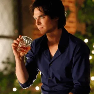 🖤 Damon Salvatore The Vampire Diaries vampir, minum, alkohol, acara TV, pria telegram sticker