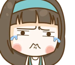 😑 pleurer, triste, fille, dessin animé telegram sticker