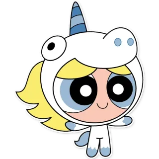 🦄 Bubbles Powerpuff Girls cartone animato, unicorno, carino, Le Superchicche, Bubble telegram sticker