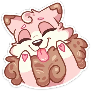 😋 perro, lindo, kawaii, rosa, corazón, animal, dibujo animado, mascota telegram sticker