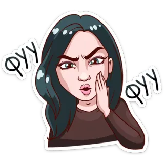 😬 ФУУ annoyed, woman, face, expression, upset, russian telegram sticker