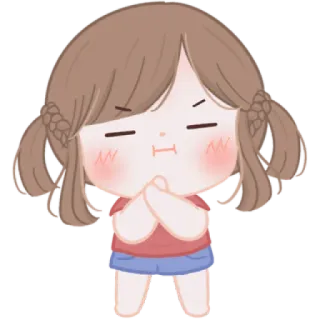 🧸 cartoon, girl, cute, pleading, begging whatsapp sticker