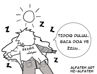 😴 TIDOQ DULUU..
BACA DOA YE
Zzzzz... dormindo, cochilando, soneca, hazmie, alfateh art telegram sticker