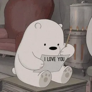 ▫️ Ice Bear We Bare Bears I LOVE YOU Cartoon, Bär, Liebe, Süß, Animation, We Bare Bears, Ice Bear, Nachricht whatsapp sticker