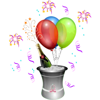 🍷 celebração, balões, álcool, champagne, festa telegram sticker