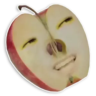 🤔 mela, frutta, faccia, cibo, divertente telegram sticker