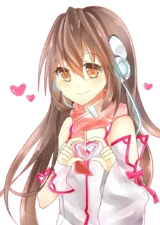 ❤ garota anime, fofa, fones de ouvido, rosa, coração, kawaii, desenho animado telegram sticker