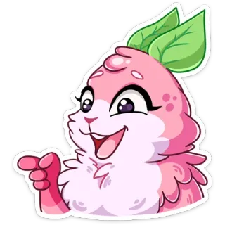 👉 น่ารัก, สัตว์, การ์ตูน, ตัวละคร, สติกเกอร์, สีชมพู, ชี้ telegram sticker