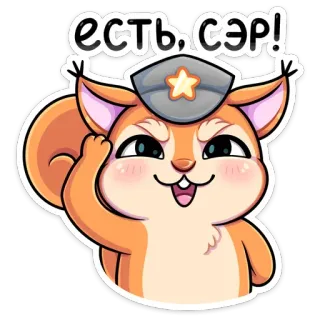 👮‍♂️ есть, сэр! Eichhörnchen, Tier, Cartoon, Hut, Gruß telegram sticker