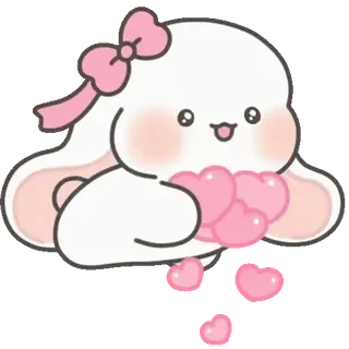 ⭐ 可爱, 卡哇伊, 兔子, 爱心, 卡通, 贴纸 telegram sticker