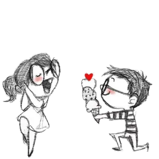 🍦 love, cartoon, ice cream, heart, proposal whatsapp sticker