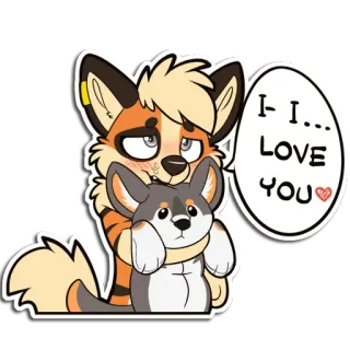 ❤️ I- I... LOVE YOU furry, hug, love, cute, confession, anthropomorphic, embrace, affection telegram sticker