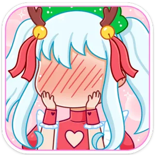 🙈 anime girl, christmas, reindeer, cute, kawaii, sticker telegram sticker