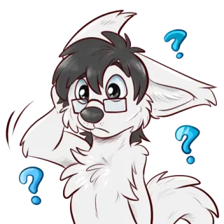 ❓ Furry, Pontos de interrogação, Confuso, Antropomórfico, Cachorro, Óculos telegram sticker