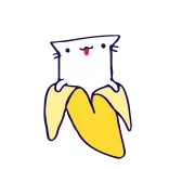 😜 gato, banana, fofo, adesivo, animal, fruta telegram sticker