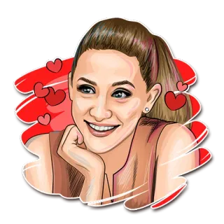 🥰 женщина, девушка, портрет, иллюстрация, мультфильм, сердца, любовь telegram sticker