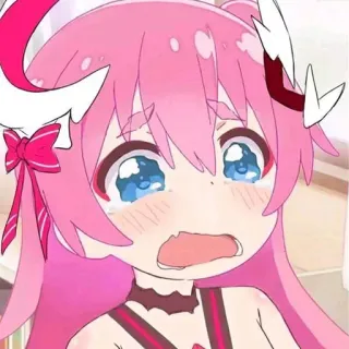 ✨ anime, chorando, cabelo rosa, desenho animado, triste, kawaii telegram sticker