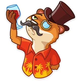 🎩 loutre, verre de vin, haut-de-forme, monocle, moustache, chic, élégant telegram sticker