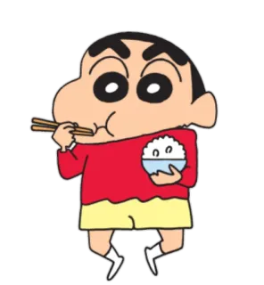 🍚 Shin-chan Anime, Dessin animé, Manger, Riz, Baguettes telegram sticker