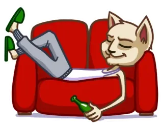 🍾 cat, couch, relaxed, lazy, alcohol telegram sticker