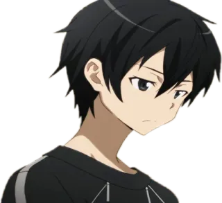 😕 Kirito Sword Art Online anime, sword art online, kirito, black hair, anime character, video game, avatar telegram sticker