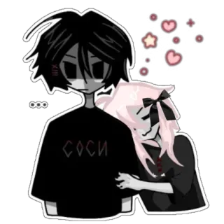 🥰 соси อนิเมะ, คู่รัก, น่ารัก, กอด, ความรัก, การ์ตูน whatsapp sticker