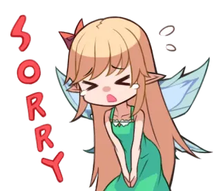 😥 SORRY maaf, imut, anime, peri, kartun telegram sticker
