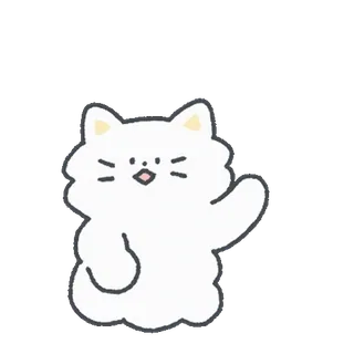 💬 chat, animal, mignon, dessin animé, salut, duveteux whatsapp sticker