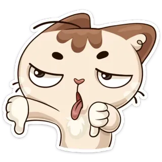 👎 고양이, 싫어요, 반대, 부정적, 만화, 동물, 스티커 telegram sticker