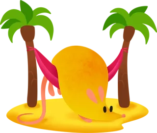 🏝 老鼠, 卡通, 吊床, 放松, 热带, 沙滩, 假期 telegram sticker