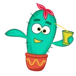 🍺 cactus, drinking, cartoon, plant, flowerpot telegram sticker