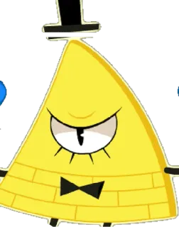 💀 Bill Cipher Gravity Falls triangle, oeil, dessin animé, jaune, personnage telegram sticker