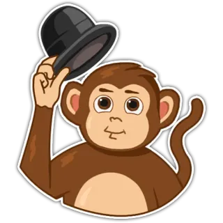 ✋ aap, hoed, dier, cartoon, schattig, illustratie telegram sticker