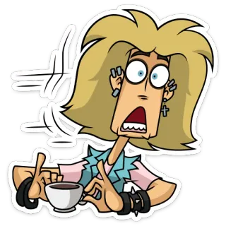 😳 만화, 캐릭터, 표정, 커피, 스티커 telegram sticker