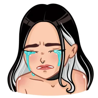 🥲 llorando, triste, emoción, dibujos animados, chica, lágrimas whatsapp sticker