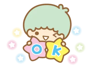 👌 Kiki OK Kiki, Little Twin Stars, OK, kawaii, estrelas, fofo telegram sticker
