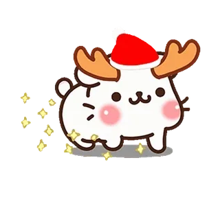 🦌 kawaii, lindo, reno, navidad, fiesta, dibujo animado, animal, invierno whatsapp sticker