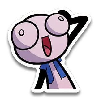 😋 dibujo animado, monigote, feliz, personaje, ojos, bufanda whatsapp sticker