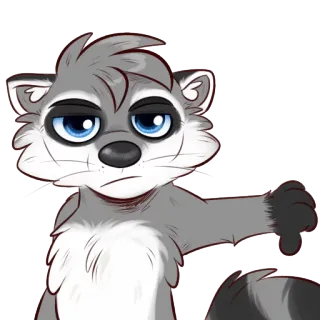 👎 mapache, dibujos animados, animal, no me gusta, pulgares abajo telegram sticker