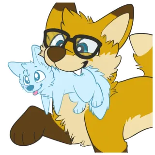 😊 cartoon, fox, animal, cute, glasses, furry telegram sticker