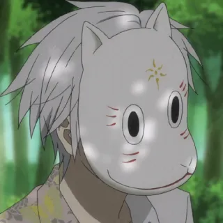 👺 Gin Hotarubi no Mori e Anime, Máscara, Máscara de raposa, Personagem, Gin, Hotarubi no Mori e telegram sticker