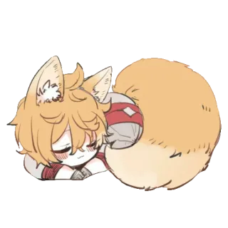 😴 animal, renard, chibi, dessin animé, mignon, dormant whatsapp sticker