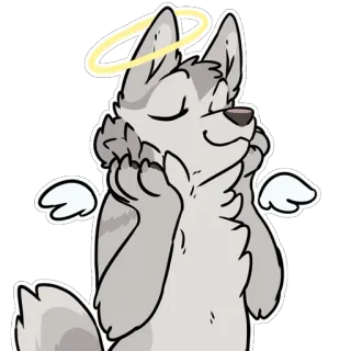 😇 engel, wolf, vleugels, halo, dier telegram sticker