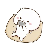 🎮 lindo, dibujos animados, kawaii, chibi, teléfono, perezoso, almohada telegram sticker