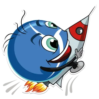 🚀 desenho animado, foguete, azul, personagem, espaço, viagem telegram sticker