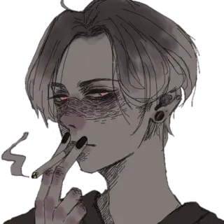 🚧 สูบบุหรี่, บุหรี่, อนิเมะ, อีโม, โกธิค telegram sticker