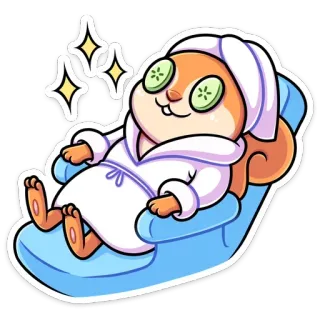 👸 Eichhörnchen, Spa, Entspannung, Gurke, Handtuch, Stuhl telegram sticker