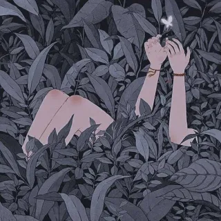 😒 自然, 手, 脚, 葉, アート, 夢見がち, 風変わり, ファンタジー telegram sticker